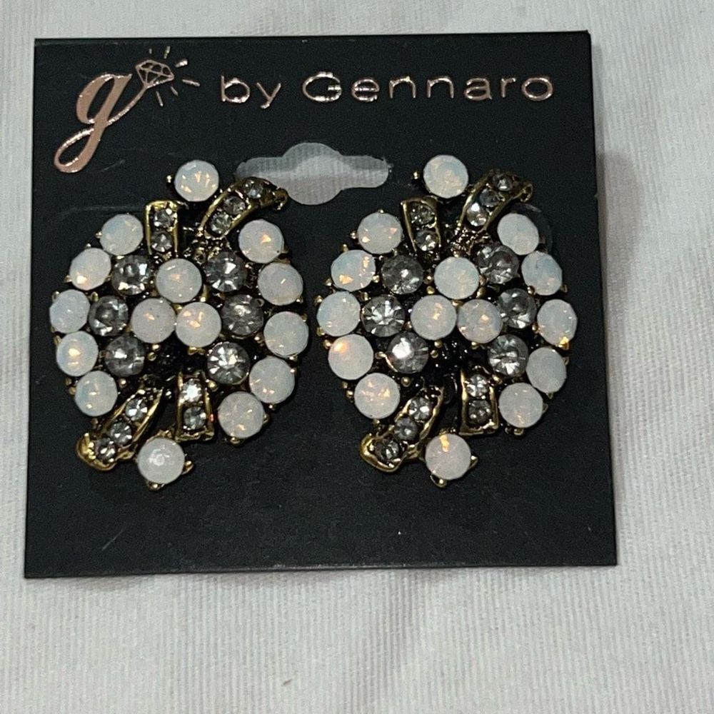 G by Gennaro Gray and Opal CZ Button Earrings